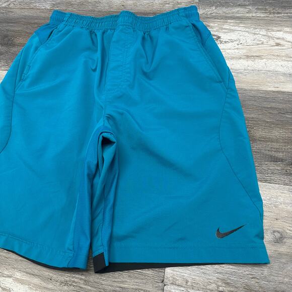 Nike Fit Dry Flex Vent Teal Blue Men M Mini Swoosh Gym Athletic Short - Picture 2 of 13